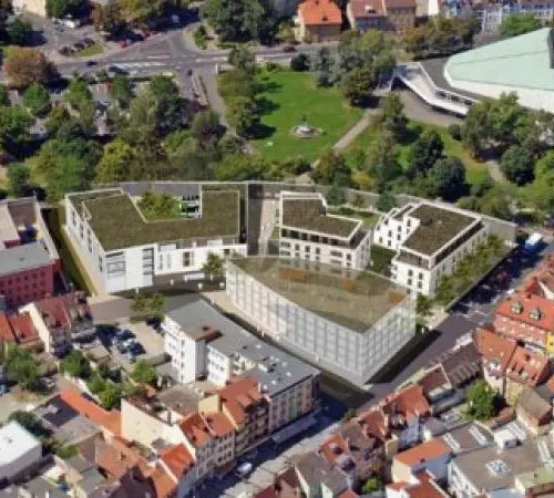 Visualisierte Luftaufnahme der neuen Hadergasse in Schweinfurt