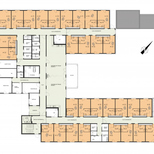 Übersichtsplan und Raumaufteilung des Erdgeschosses des Pflegestifts Vellberg