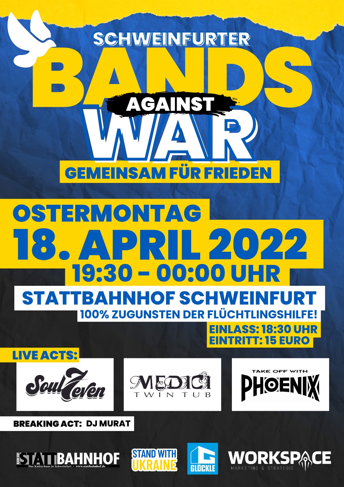 Glöckle unterstützt “Schweinfurter Bands against War”