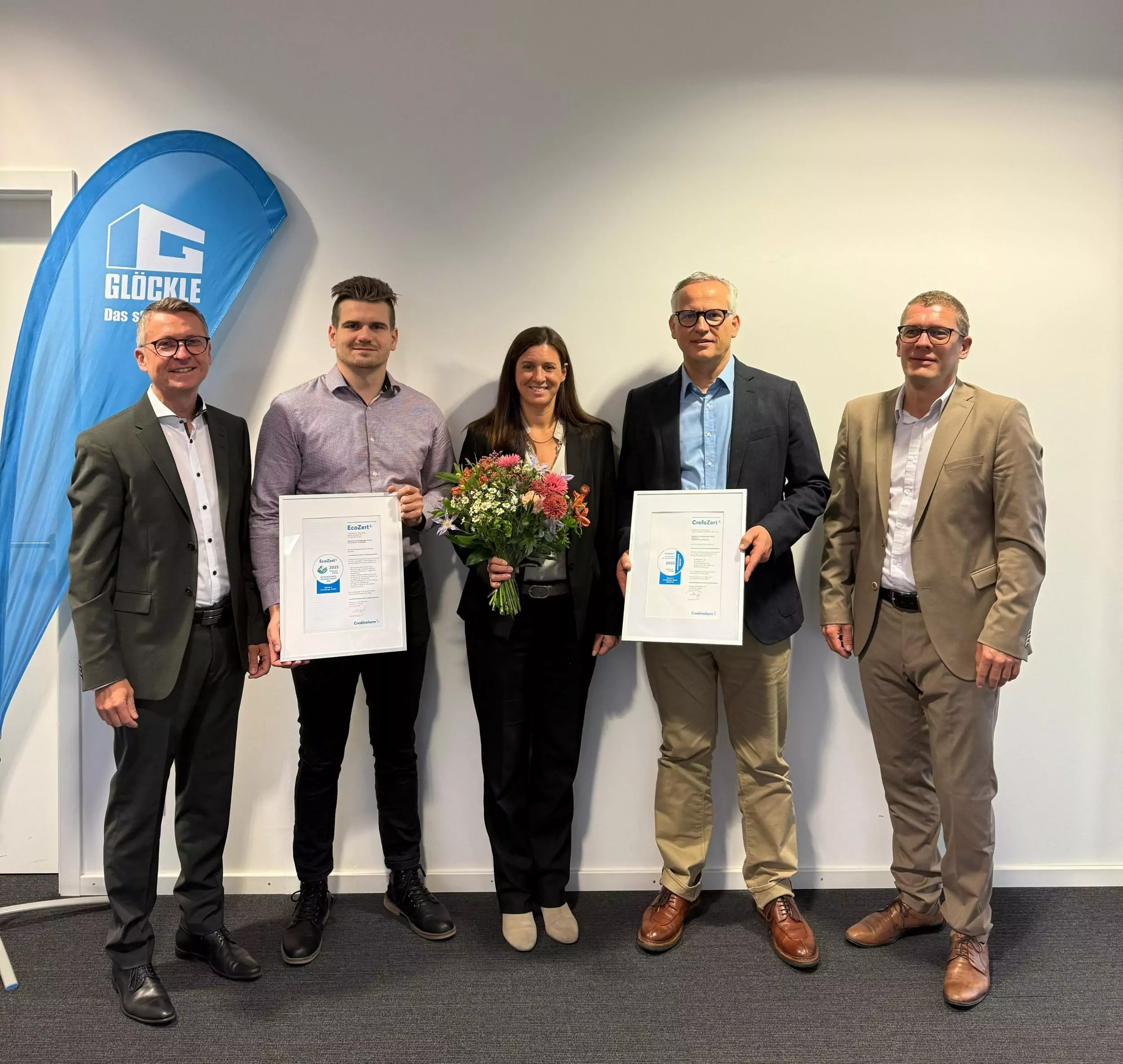 Doppelauszeichnung für die Unternehmensgruppe Glöckle: EcoZert für nachhaltiges Handeln und CrefoZert für außergewöhnliche Bonität